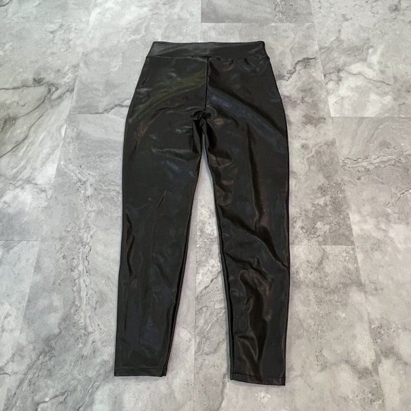 Abercrombie & Fitch Black Faux Leather Leggings Womens Size Large L‎ Shiny - Picture 2 of 10